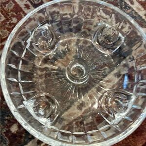 Vintage LE Smith Crystal  Clear Glass 5 taper Candle Holder bowl